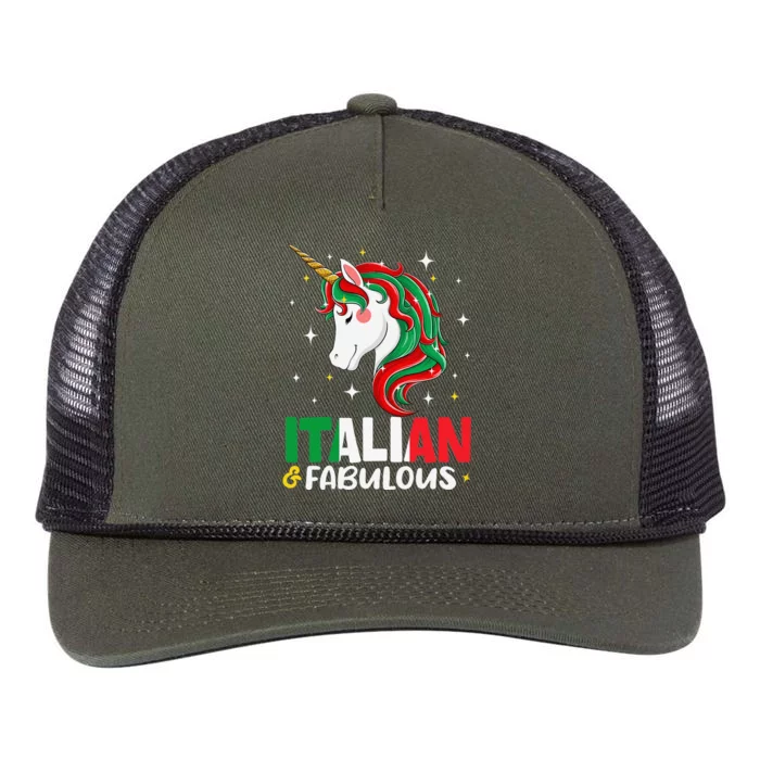 Italian Italy Flag Unicorn Retro Rope Trucker Hat Cap