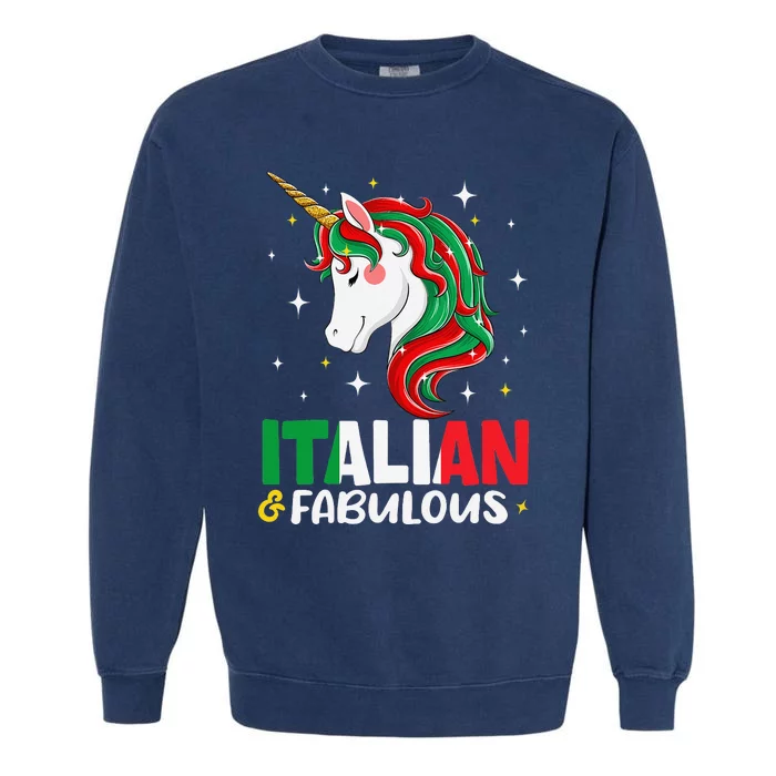 Italian Italy Flag Unicorn Garment-Dyed Sweatshirt