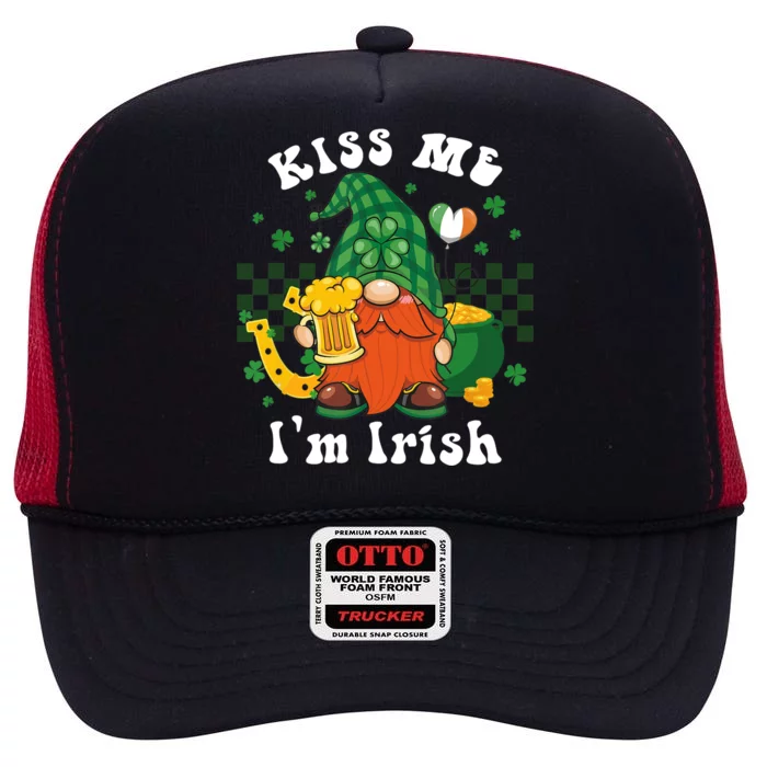 I'm Irish Gnome Beer Lovers St Patrick's Day Tee High Crown Mesh Trucker Hat