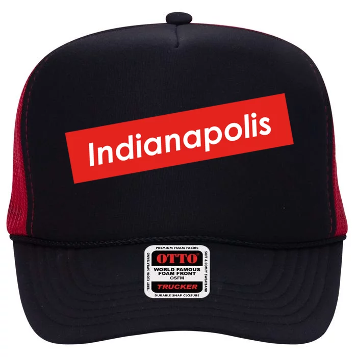 Indianapolis Indiana Gift High Crown Mesh Trucker Hat