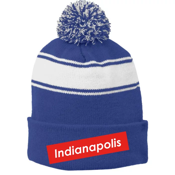 Indianapolis Indiana Gift Stripe Pom Pom Beanie