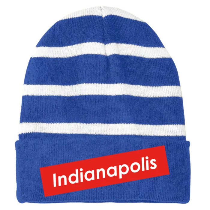 Indianapolis Indiana Gift Striped Beanie with Solid Band