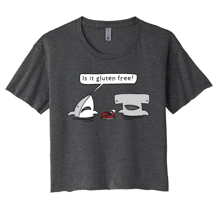 Is It Gluten Free Two Sharks Graphic Women's Crop Top Tee