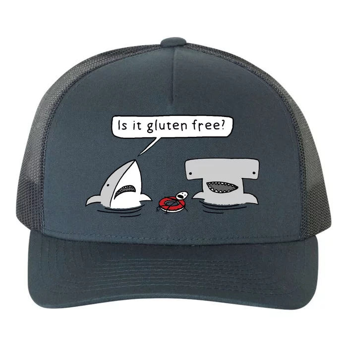 Is It Gluten Free Two Sharks Graphic Yupoong Adult 5-Panel Trucker Hat