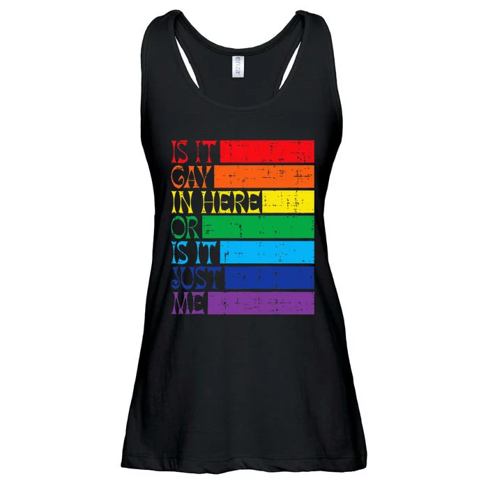 Is It Gay In Here Rainbow Pride Flag Lgbtq Ladies Essential Flowy Tank