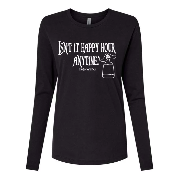 Isn't It Happy Hour Anytime Mega Pint Womens Cotton Relaxed Long Sleeve T-Shirt