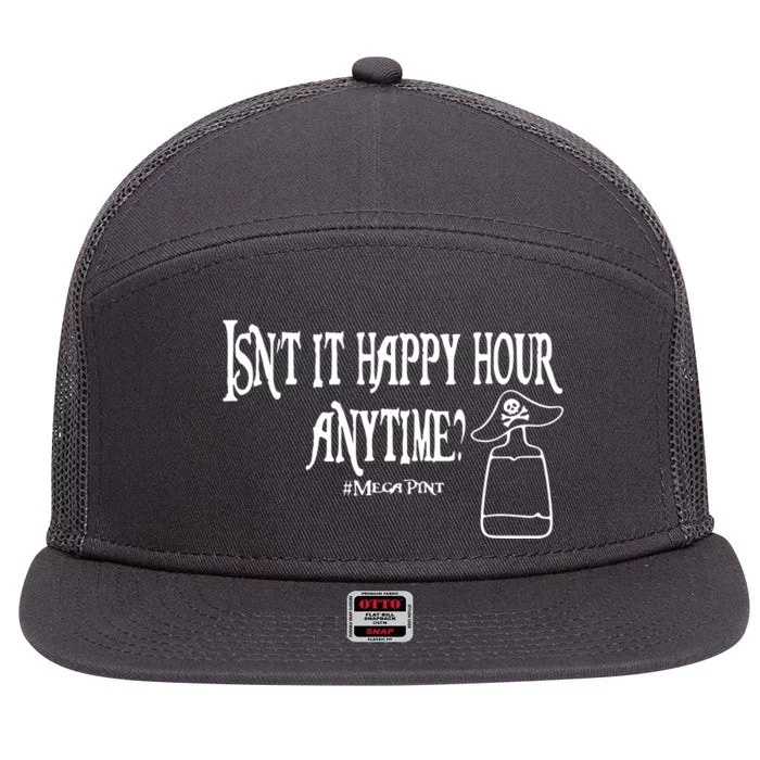 Isn't It Happy Hour Anytime Mega Pint 7 Panel Mesh Trucker Snapback Hat