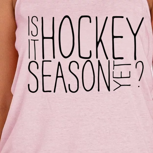 Is It Hockey Season Yet Funny Hockey Player Funny Gift Women's Knotted Racerback Tank