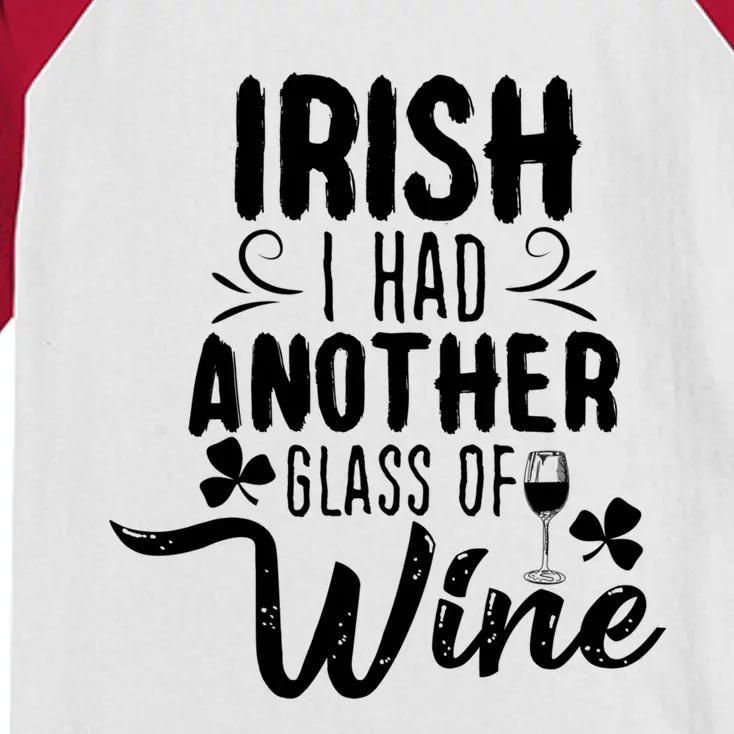 Irish I Had Another Glass Of Wine St Parick's Day Gift Kids Colorblock Raglan Jersey