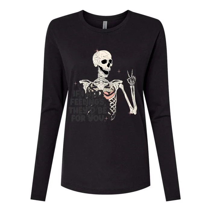 If I Had Feelings They’d Be For You Skeleton Valentine’s Day Gift Womens Cotton Relaxed Long Sleeve T-Shirt