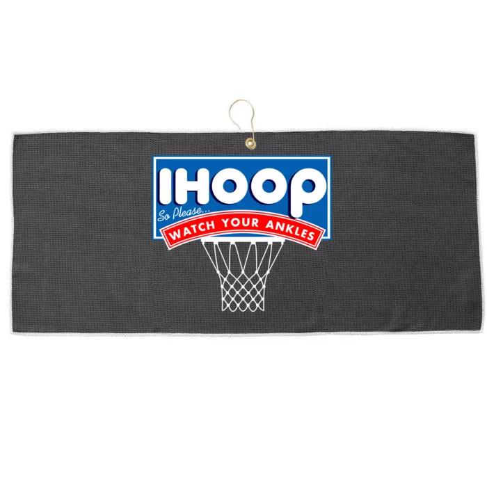 Ihoop I Hoop So Please Watch Your Ankles Classic Logo Large Microfiber Waffle Golf Towel