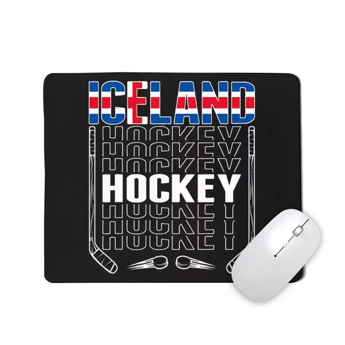 Iceland Ice Hockey Fans Jersey Icelandic Flag Hockey Stick Mousepad