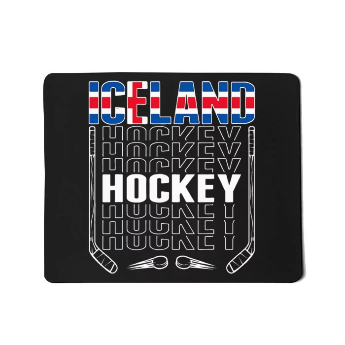 Iceland Ice Hockey Fans Jersey Icelandic Flag Hockey Stick Mousepad