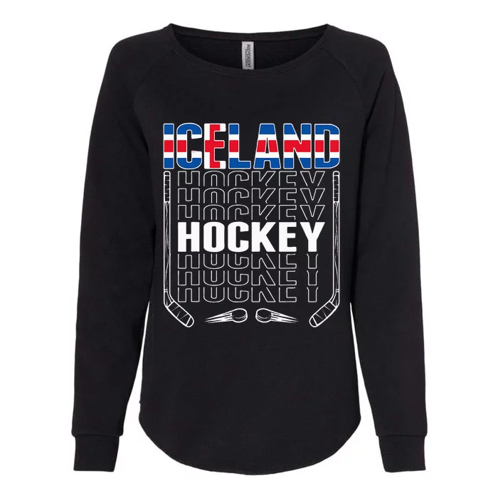 Iceland Ice Hockey Fans Jersey Icelandic Flag Hockey Stick Womens California Wash Sweatshirt