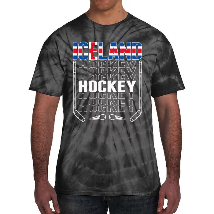 Iceland Ice Hockey Fans Jersey Icelandic Flag Hockey Stick Tie-Dye T-Shirt