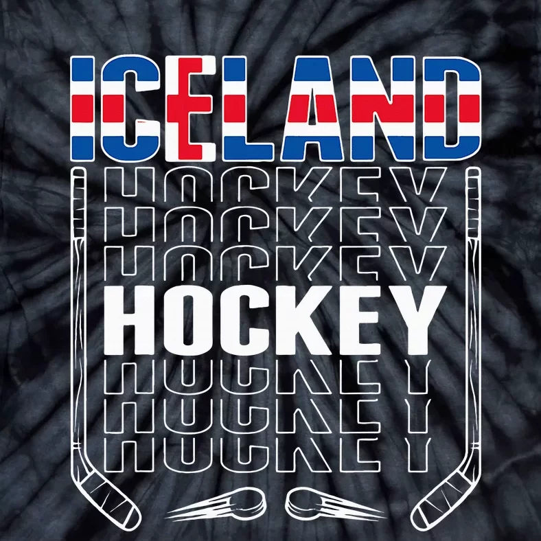 Iceland Ice Hockey Fans Jersey Icelandic Flag Hockey Stick Tie-Dye T-Shirt