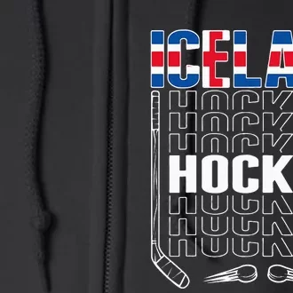 Iceland Ice Hockey Fans Jersey Icelandic Flag Hockey Stick Full Zip Hoodie