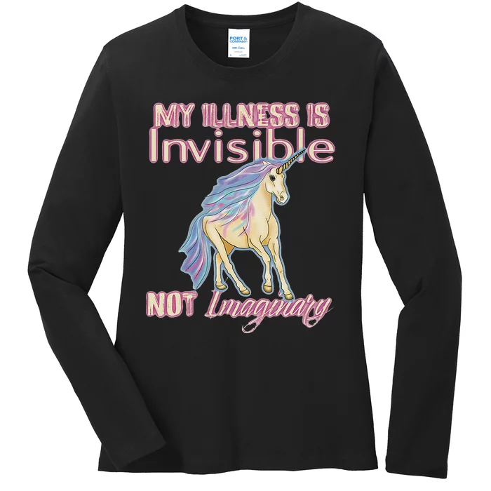 Invisible Illness Humor Unicorn Chronic Pain Disability Ladies Long Sleeve Shirt