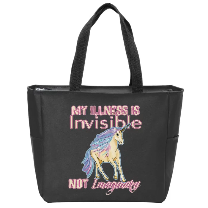 Invisible Illness Humor Unicorn Chronic Pain Disability Zip Tote Bag