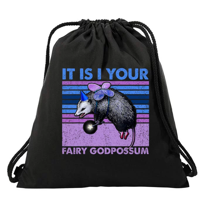 It Is I Your Fairy Godpossum Retro Opossum Lover Drawstring Bag