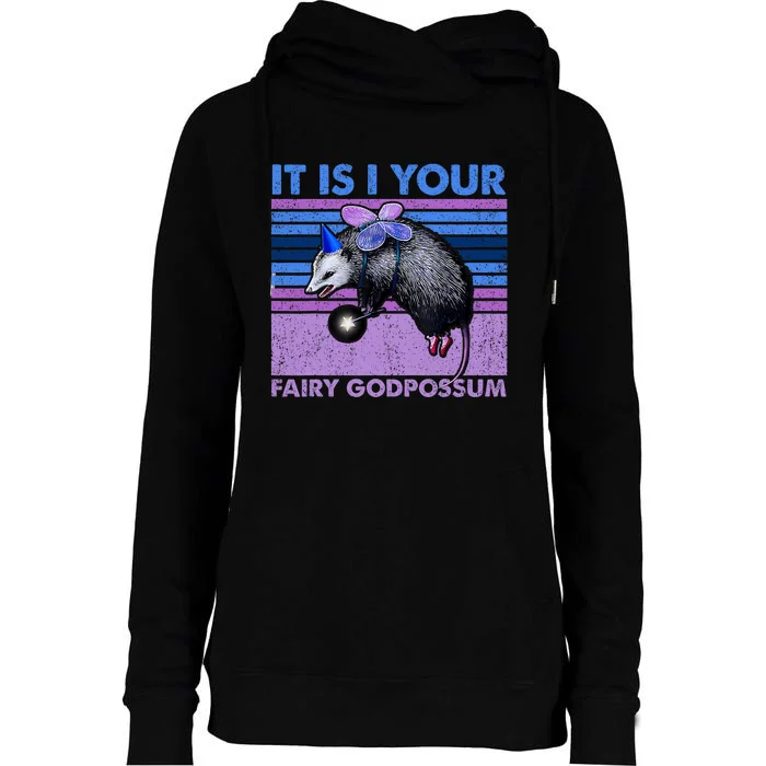 It Is I Your Fairy Godpossum Retro Opossum Lover Womens Funnel Neck Pullover Hood