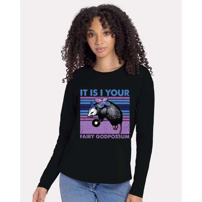 It Is I Your Fairy Godpossum Retro Opossum Lover Womens Cotton Relaxed Long Sleeve T-Shirt