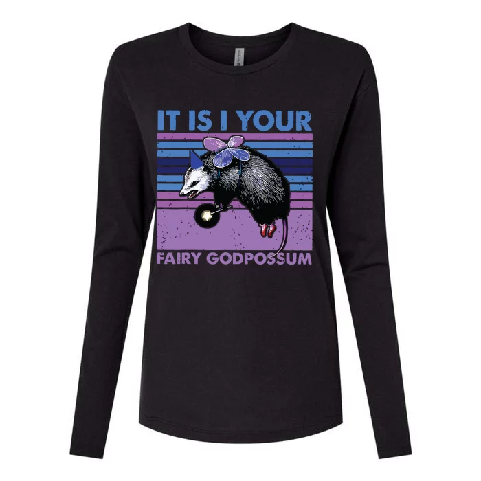 It Is I Your Fairy Godpossum Retro Opossum Lover Womens Cotton Relaxed Long Sleeve T-Shirt