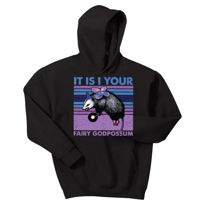 It Is I Your Fairy Godpossum Retro Opossum Lover Kids Hoodie