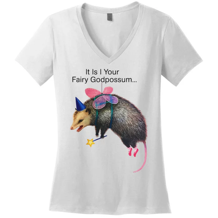 It Is I Your Fairy Godpossum Funny Design Women's V-Neck T-Shirt