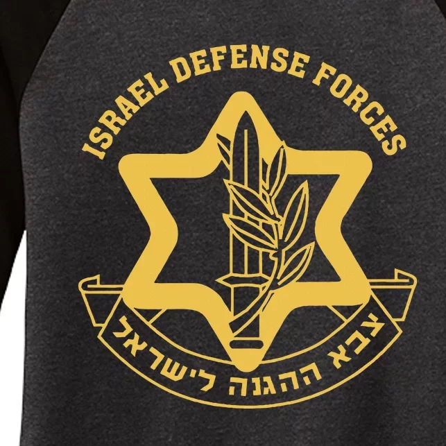 IDF Israel Israeli Defense Forces Zahal Women's Tri-Blend 3/4-Sleeve Raglan Shirt