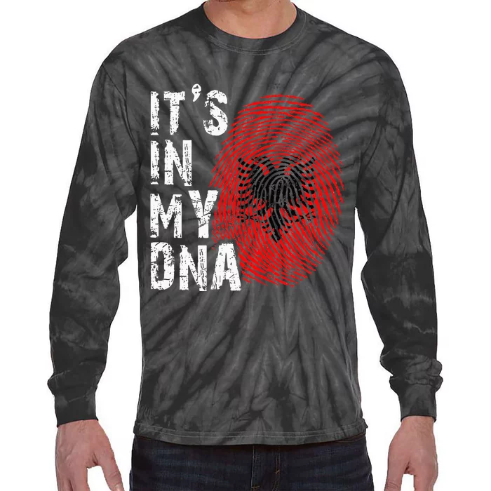 It is in my DNA fingerprint genes Albania flag country Gift Tie-Dye Long Sleeve Shirt