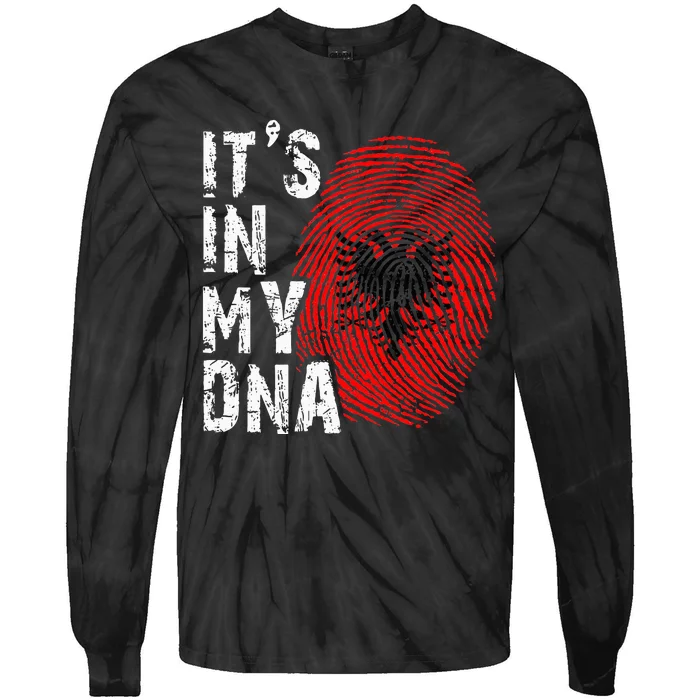 It is in my DNA fingerprint genes Albania flag country Gift Tie-Dye Long Sleeve Shirt