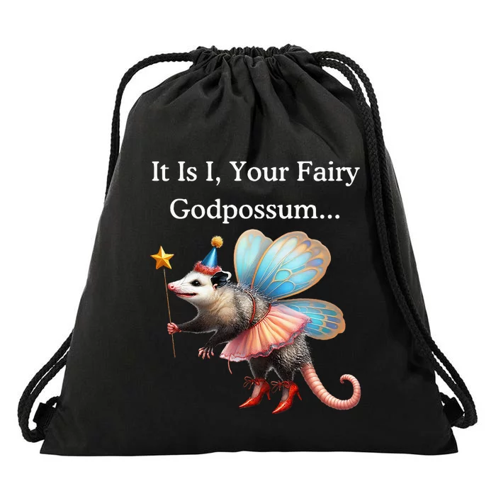 It Is I Your Fairy Godpossum Drawstring Bag