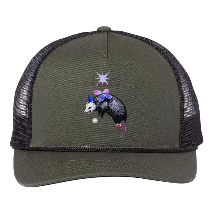 It Is I Your Fairy God Possum Funny Opossum Retro Rope Trucker Hat Cap