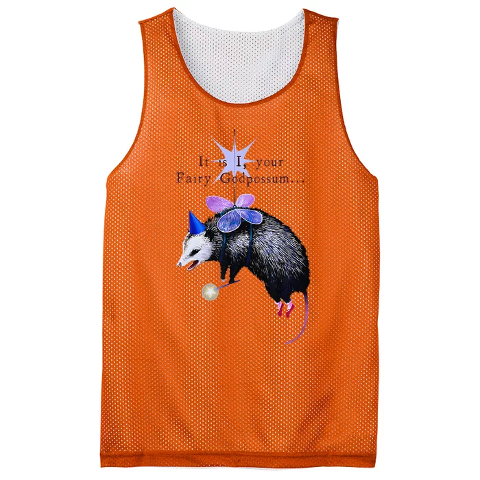 It Is I Your Fairy God Possum Funny Opossum Mesh Reversible Basketball Jersey Tank