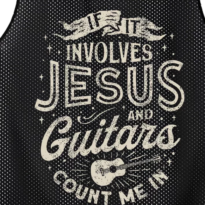 If It Involves Jesus And Guitars Guitarist Christian Music Mesh Reversible Basketball Jersey Tank