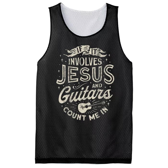 If It Involves Jesus And Guitars Guitarist Christian Music Mesh Reversible Basketball Jersey Tank