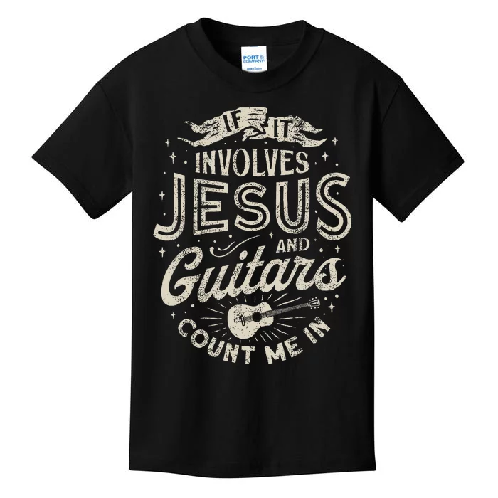 If It Involves Jesus And Guitars Guitarist Christian Music Kids T-Shirt