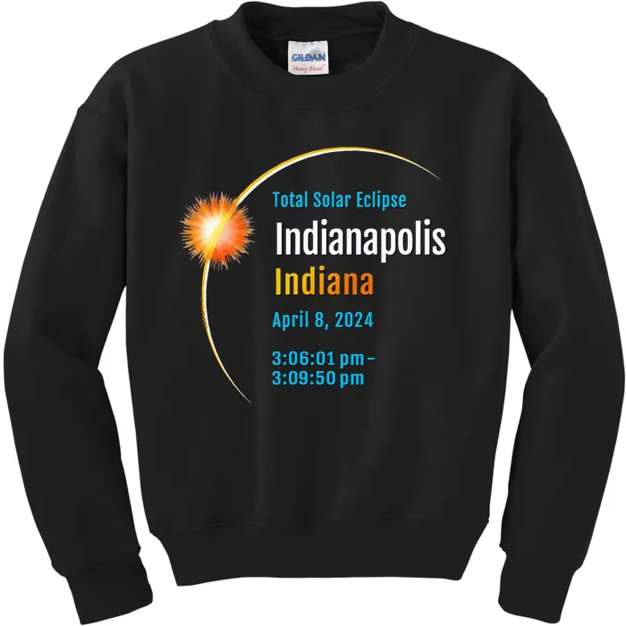 Indianapolis Indiana IN Total Solar Eclipse 2024 1 Kids Sweatshirt