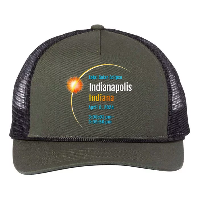 Indianapolis Indiana IN Total Solar Eclipse 2024 1 Retro Rope Trucker Hat Cap