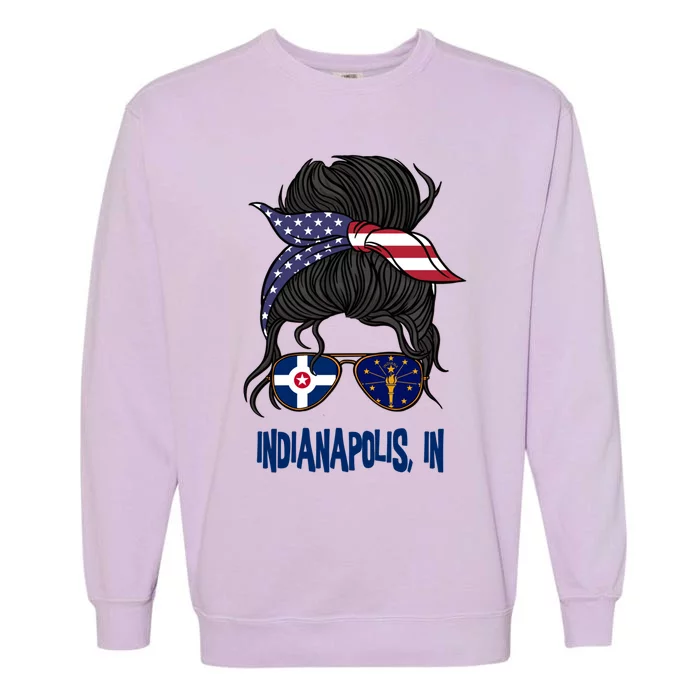 Indiana Indiana Indianapolis Flag Cute Gift Garment-Dyed Sweatshirt