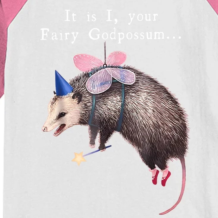 It Is I Your Fairy Godpossum Funny Kids Colorblock Raglan Jersey