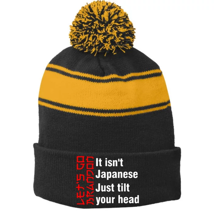 Its Isnt Japanese Just Tilt Your Head Stripe Pom Pom Beanie