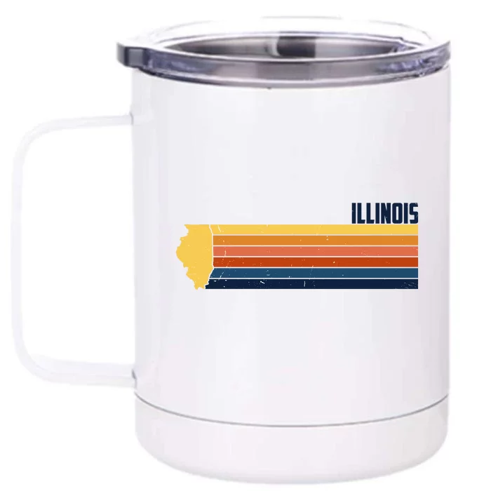 Retro Vintage Illinois Front & Back 12oz Stainless Steel Tumbler Cup