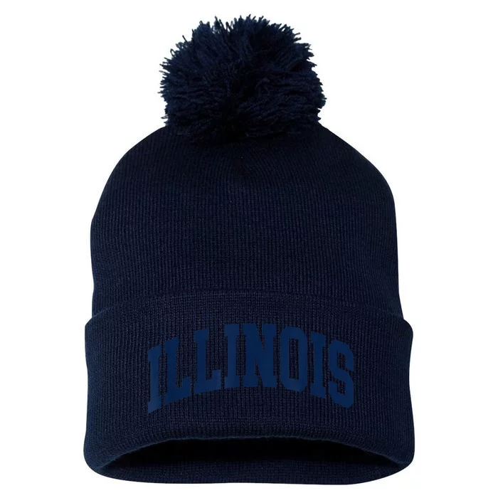 Illinois Pom Pom 12in Knit Beanie