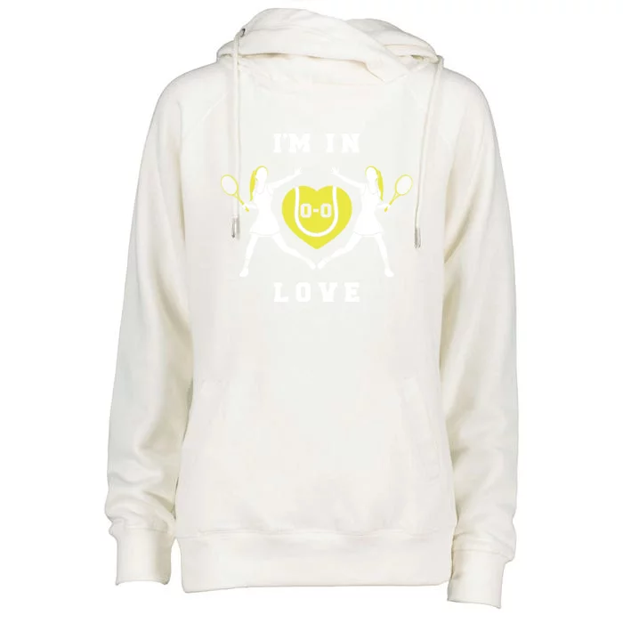 I'm In Love Funny Female Tennis Player Saying Slogan Gift Womens Funnel Neck Pullover Hood