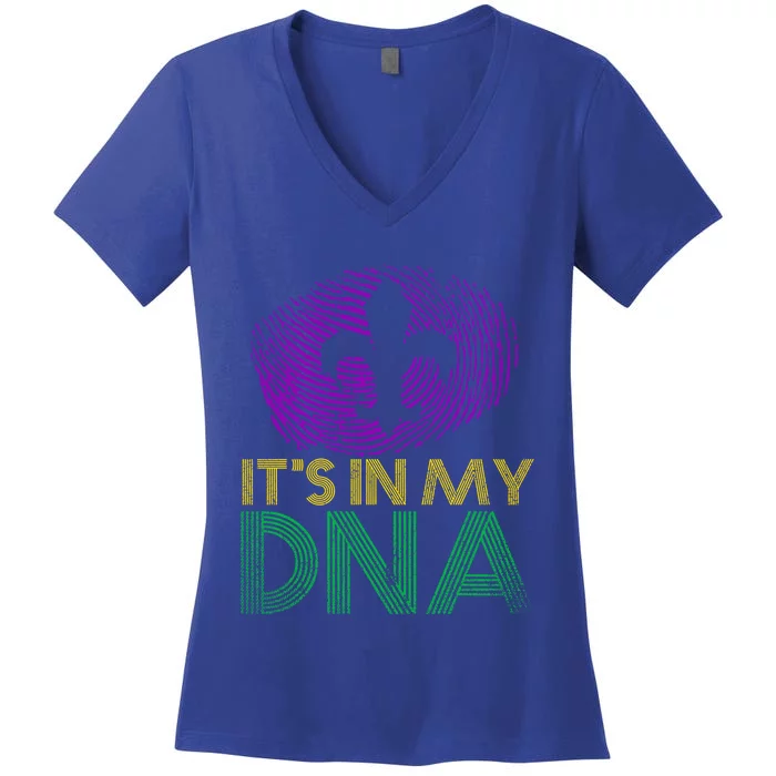 Its In My Dna Fingerprint Masquerade Costume Mardi Gras Cute Gift Women's V-Neck T-Shirt