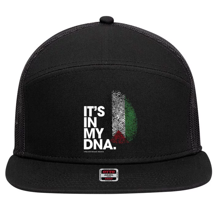 Its In My Dna Palestine Flag Palestinian Roots 7 Panel Mesh Trucker Snapback Hat