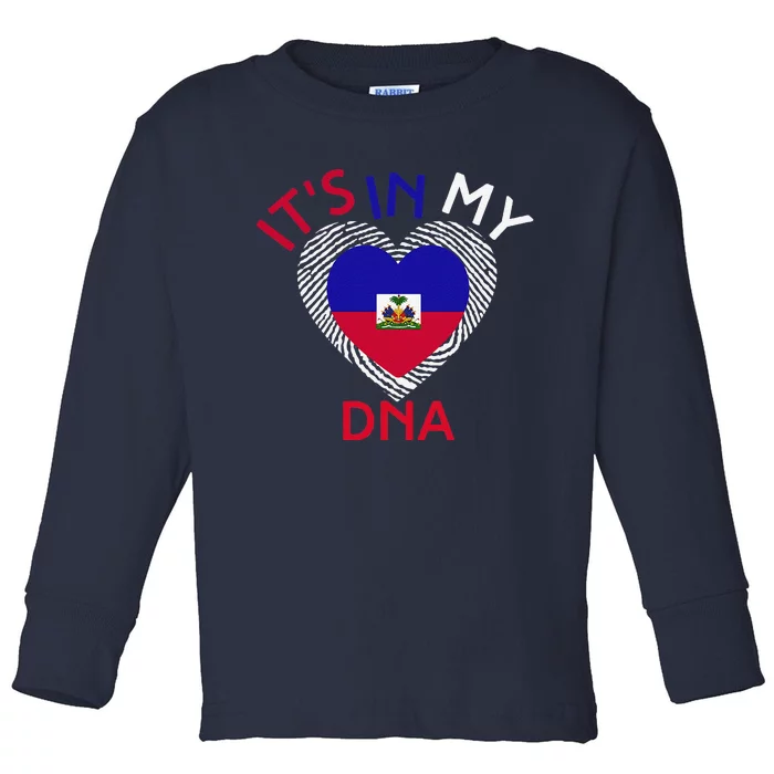 ItS In My Dna Haiti Flag Haitian Life Pride Haiti Patriotic Toddler Long Sleeve Shirt