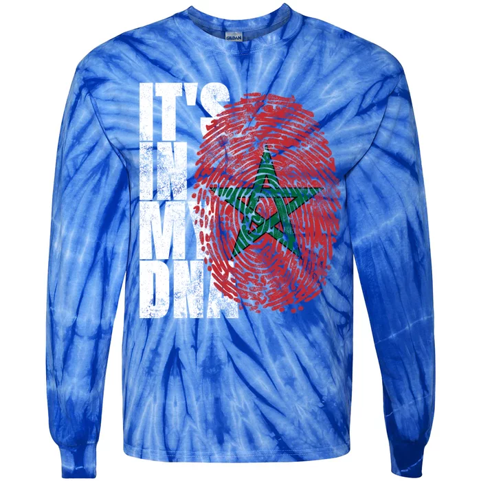 Its In My Dna Moroccan African Funny Gift Moorish Morocco Flag Gift Tie-Dye Long Sleeve Shirt